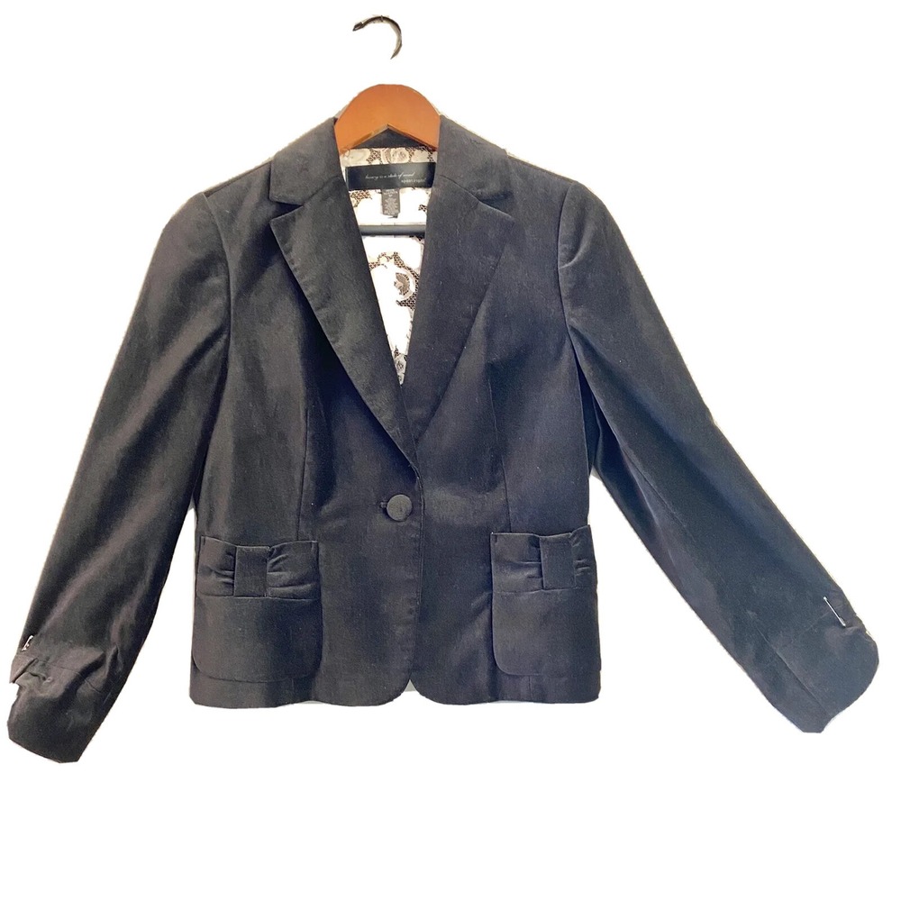 APOSTROPHE Luxury Is A State Of Mind Black Velvet Jacket‎ Blazer  Size 8 Petite